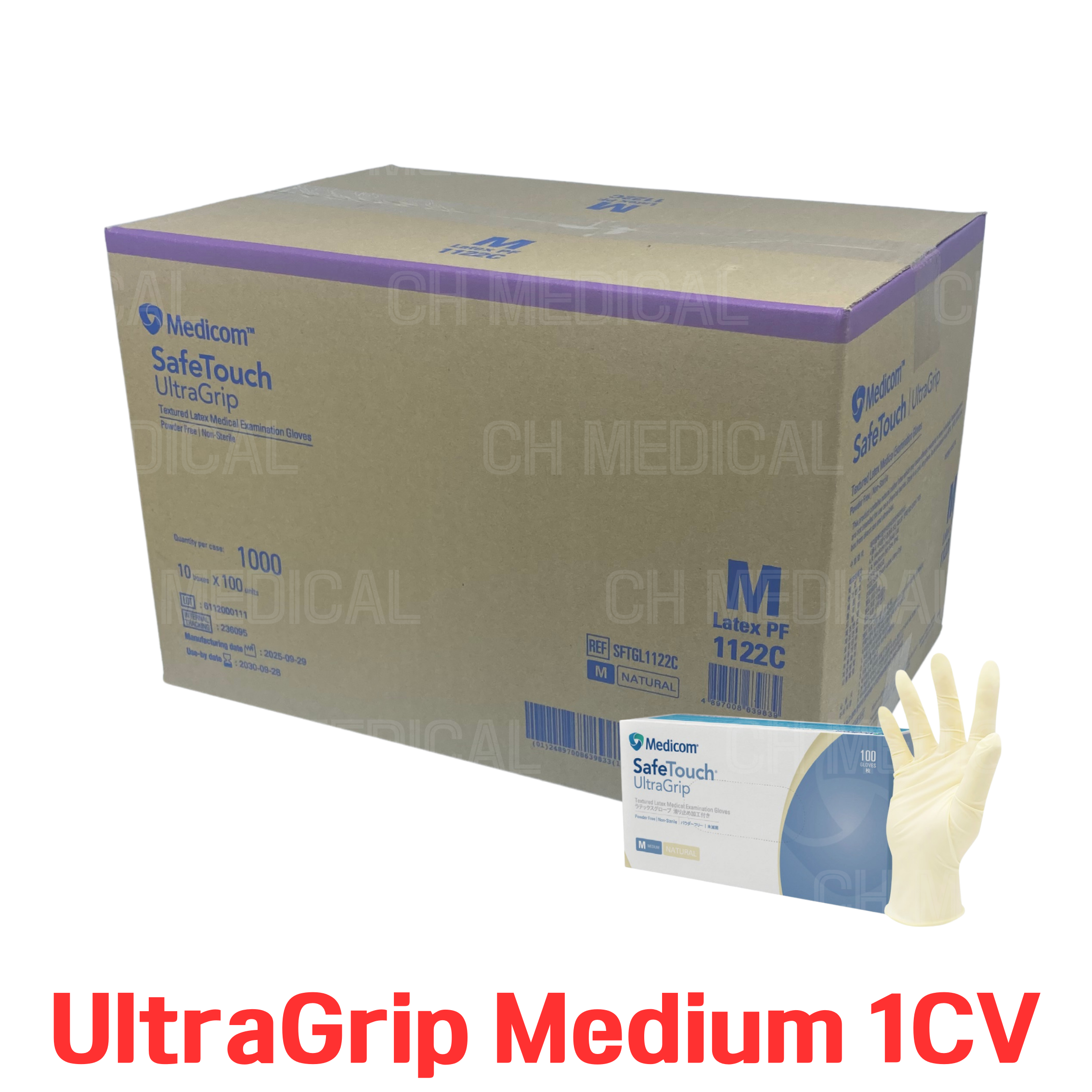 MEDICOM) Latex Glove (UltraGrip) #Medium (1122C) (100ea*10box)