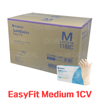 MEDICOM) Latex Glove (EasyFit) #Medium (1188C) (100ea*10box)