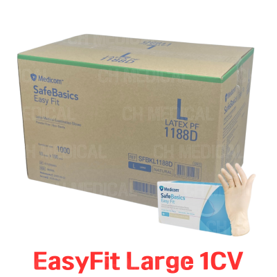 MEDICOM) Latex Glove (EasyFit) #Large (1188D) (100ea*10box)